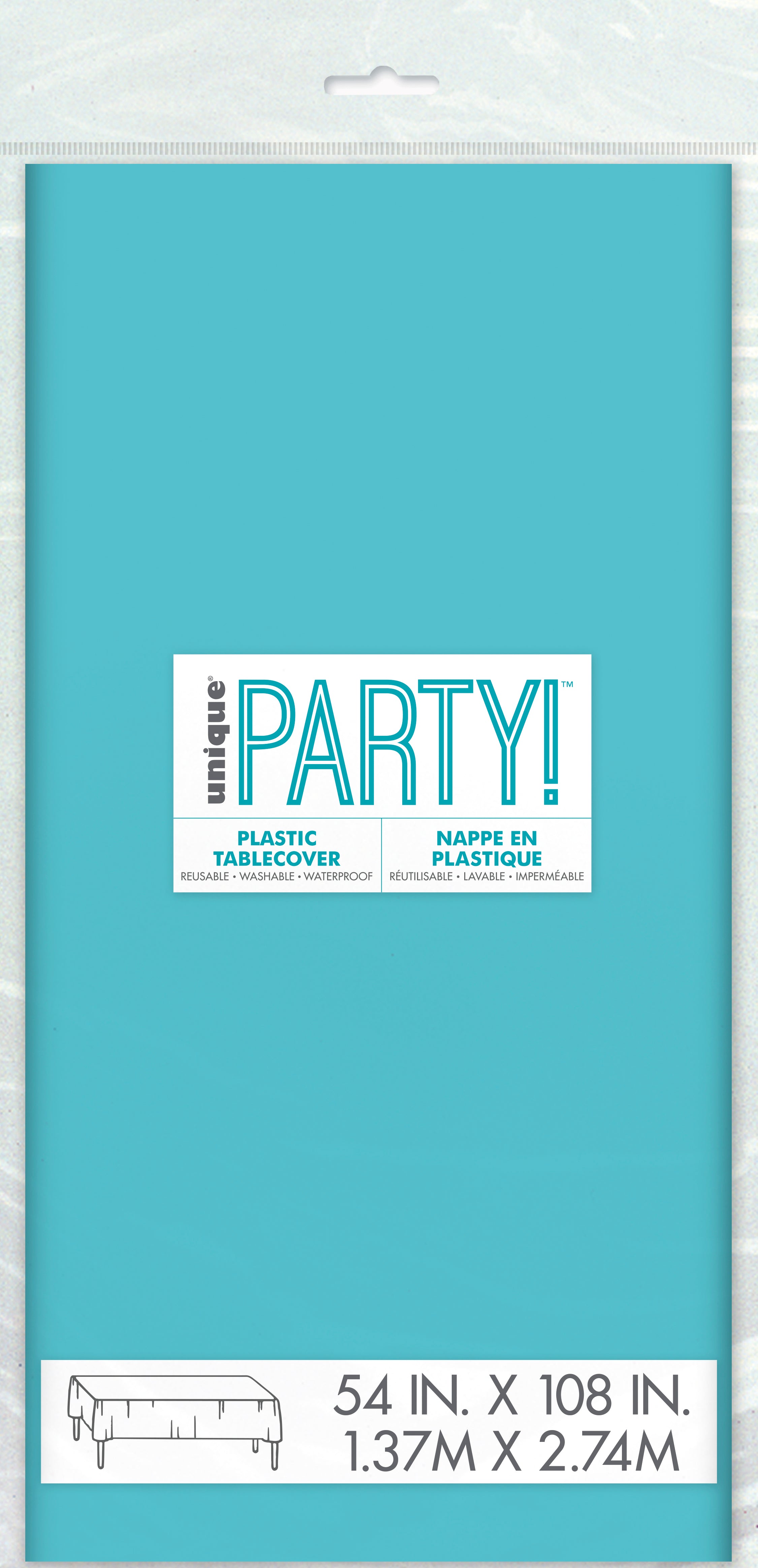 Teal Plastic Table Cover 54"x 108",  1 Per Package