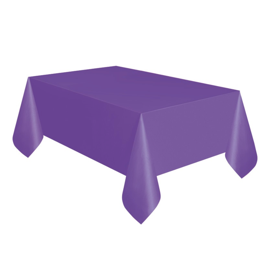 Purple disposable plastic tablecover 54 x 108 rectangular party table cover for birthdays weddings and church events in Manahawkin NJ