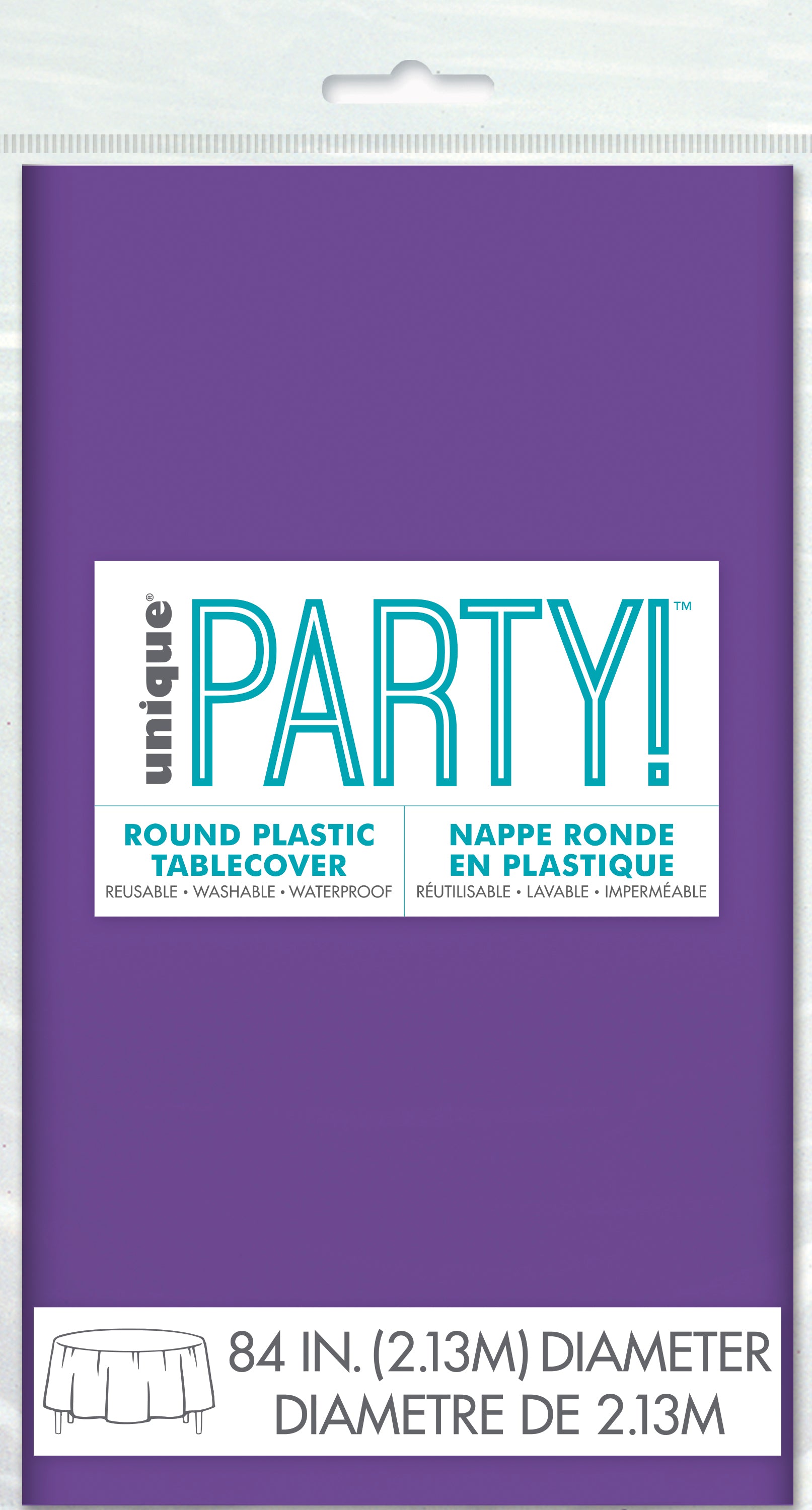 Purple Round Plastic Table Cover 84" Diameter 1 Per Package