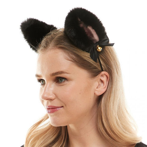 Black Furry Ears Headband