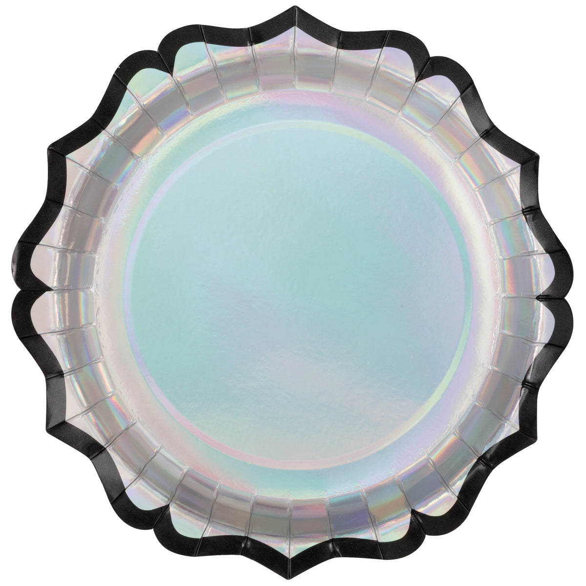 Iridescent Hauntings Scalloped 8.25" Dessert Plates (8ct) – Halloween Party Plates with Iridescent Foil Stamping