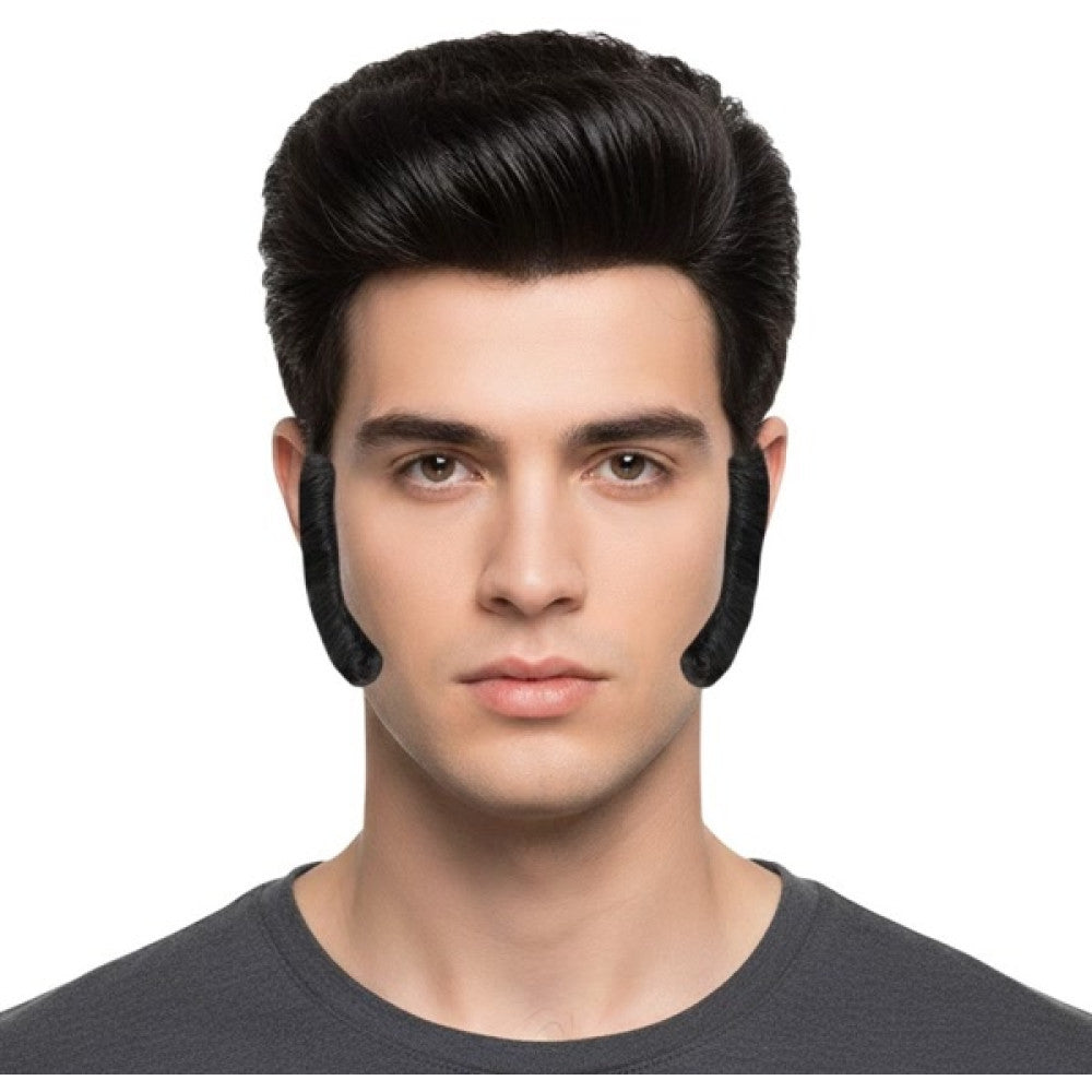 Rockabilly Wig with Sideburns featuring a retro pop-star hairstyle for costume parties, in Manahawkin, NJ at Party Fair.