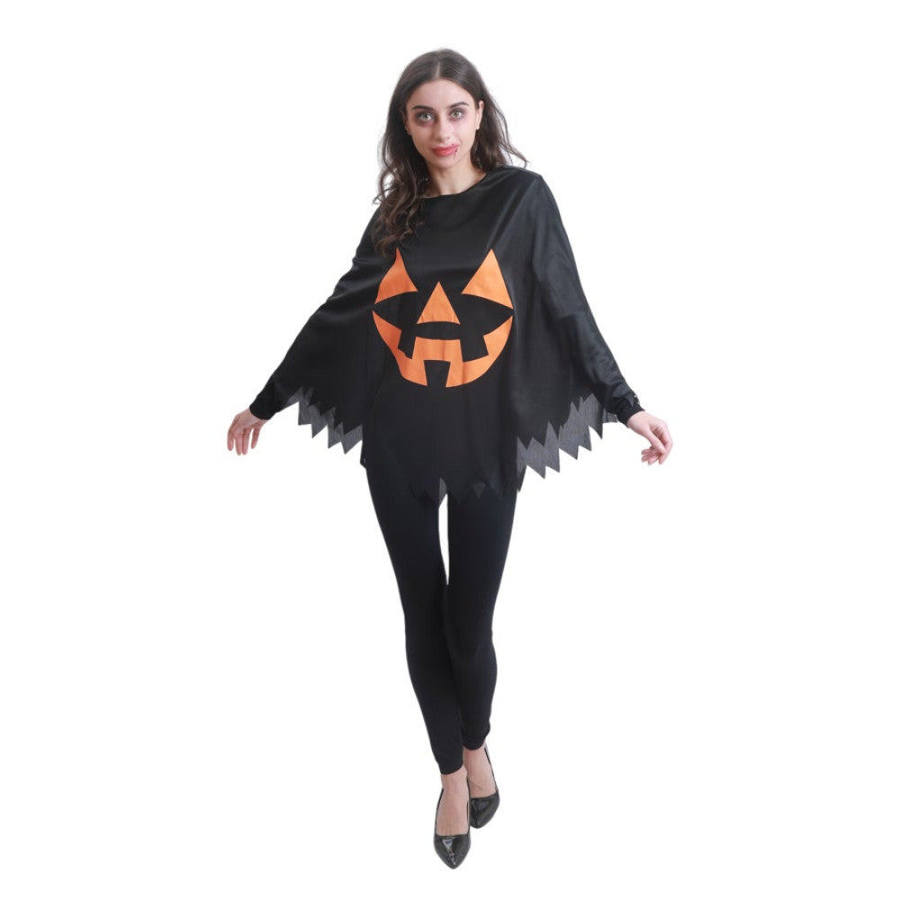 Jack O' Lantern Costume Poncho styled as a scary-cute Halloween costume in Manahawkin, NJ at Party Fair