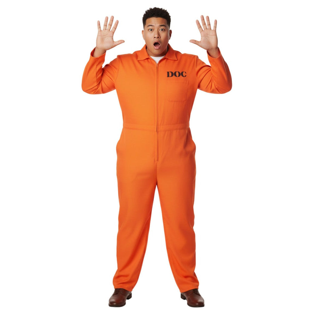 Orange Prisoner Jumpsuit displayed as a men's L/XL Halloween inmate costume in Manahawkin, NJ at Party Fair