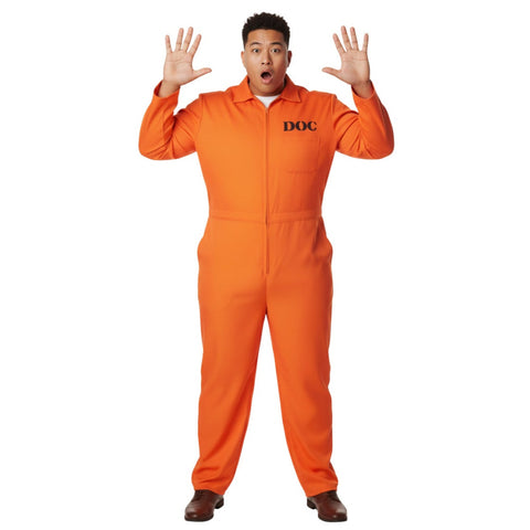 Orange Prisoner Jumpsuit displayed as a men's L/XL Halloween inmate costume in Manahawkin, NJ at Party Fair