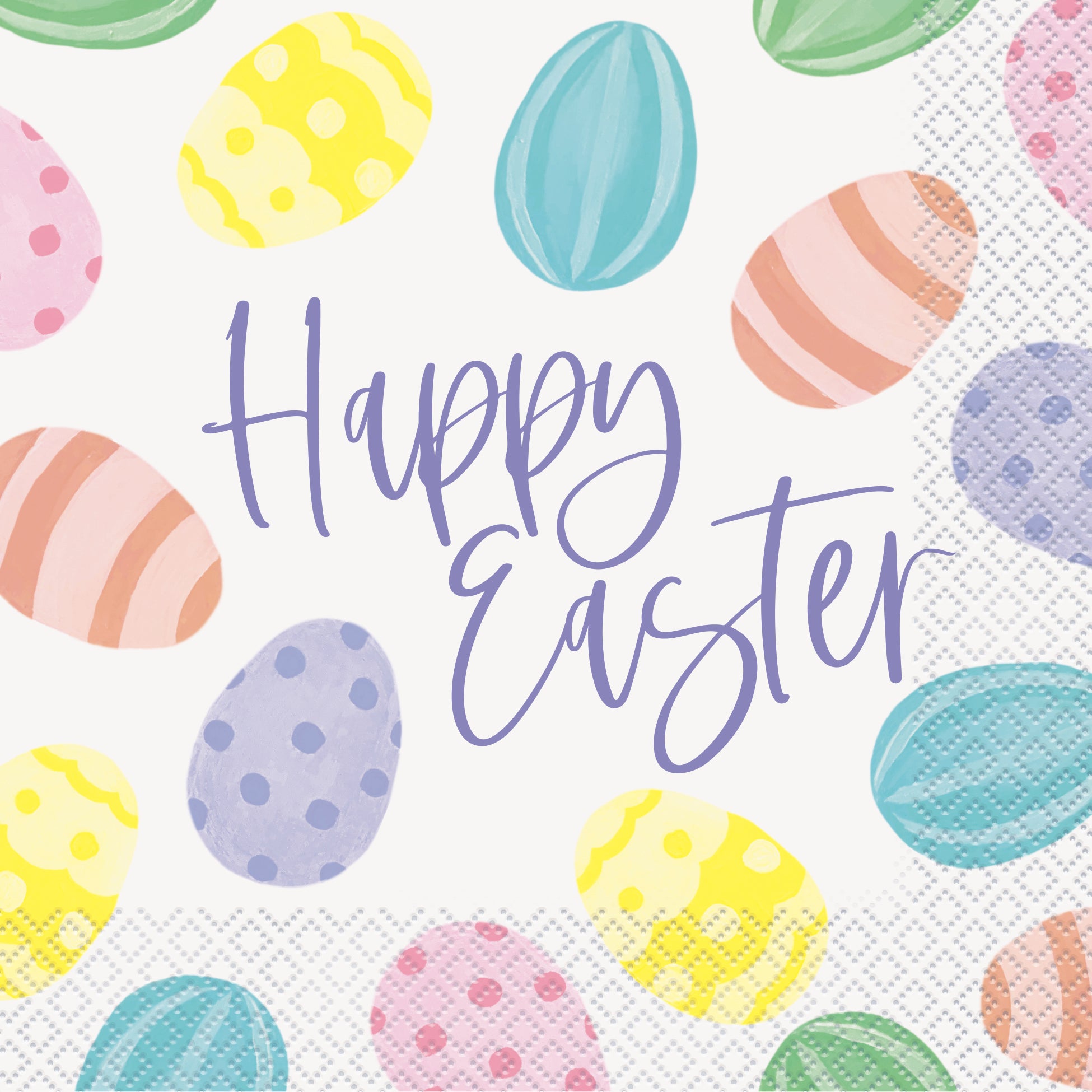 Happy Easter pastel egg luncheon napkins 16 count disposable party napkins available in Manahawkin, NJ.