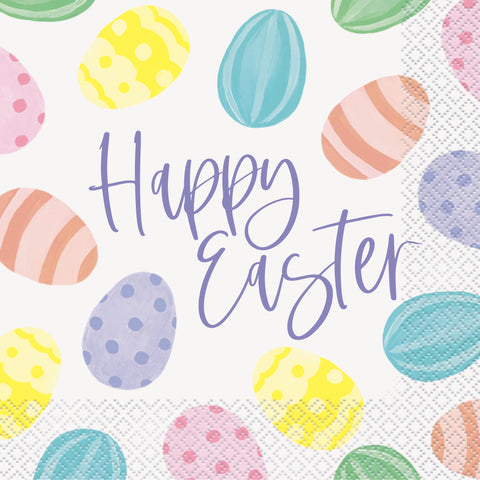 Happy Easter pastel egg luncheon napkins 16 count disposable party napkins available in Manahawkin, NJ.