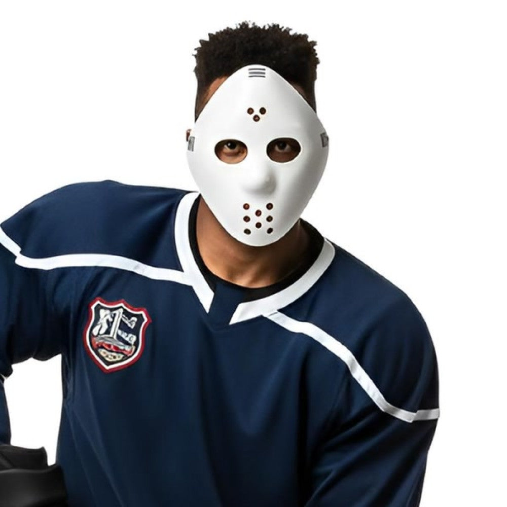 White Hockey Mask in Manahawkin, NJ at Party Fair — classic white hockey-style mask displayed from the front for a Halloween costume.