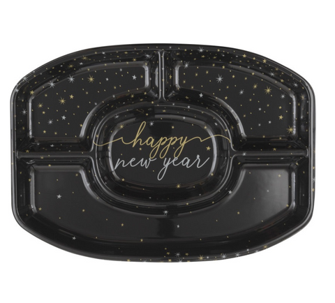 Disco-Themed New Year Plastic Chip and Dip Platter – NYE Party Serving Tray