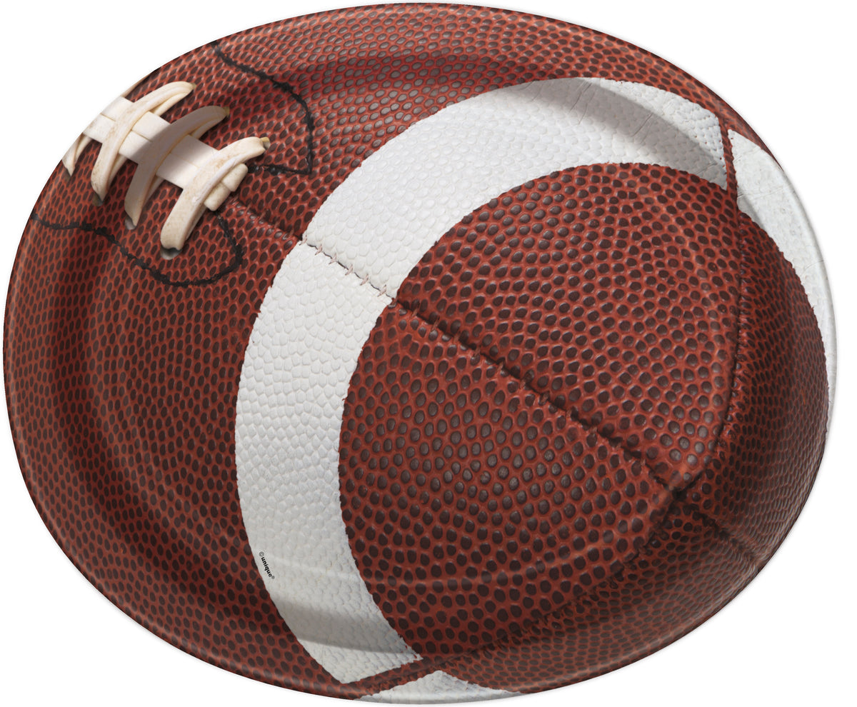 Football Party 12"x10" Paper Oval Plates – 8 Count | Game Day Tableware & Football Party Supplies
