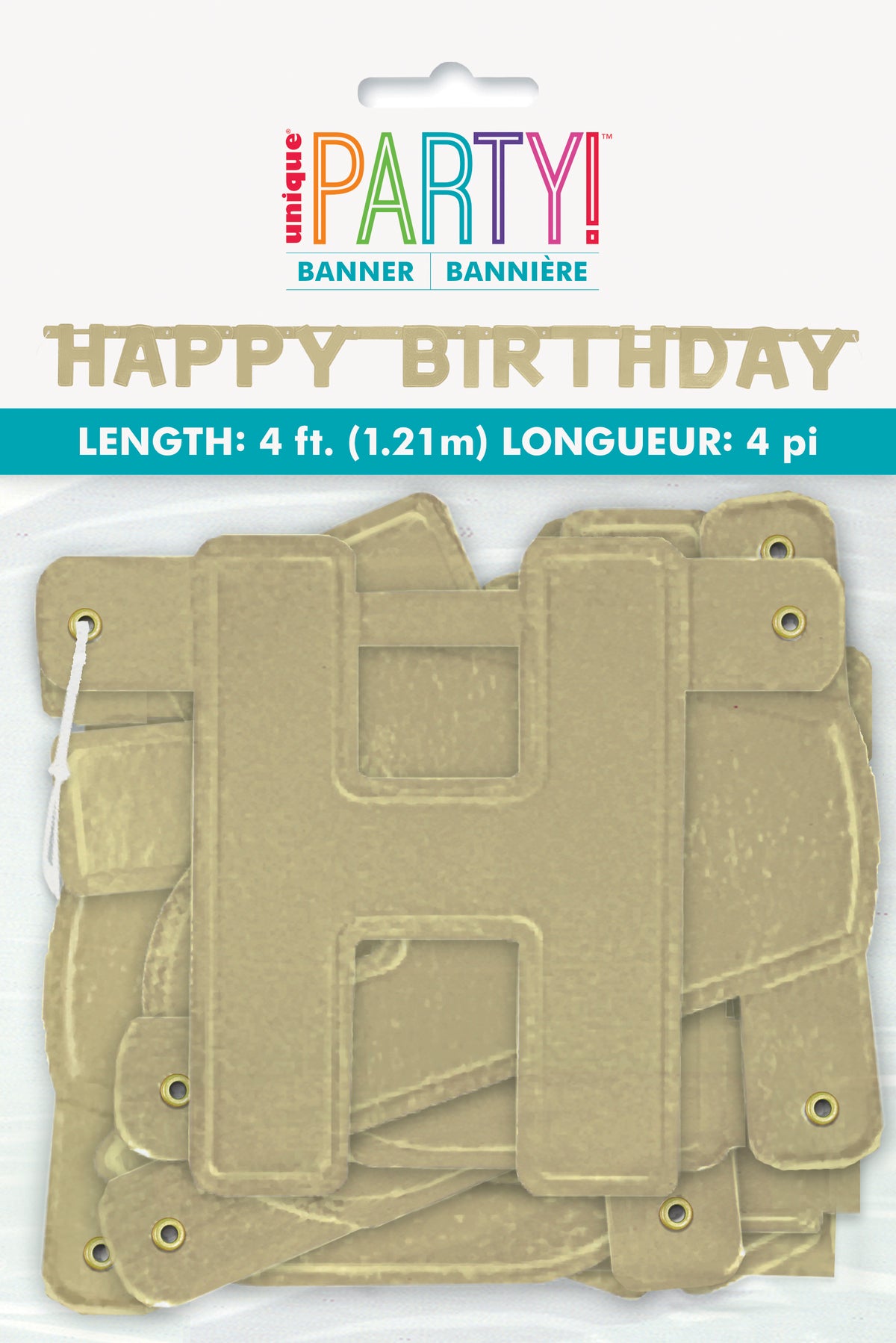 Happy Birthday Gold Deluxe Banner – 4ft Jointed Letter Party Decoration for Birthdays