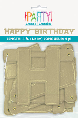 Happy Birthday Gold Deluxe Banner – 4ft Jointed Letter Party Decoration for Birthdays