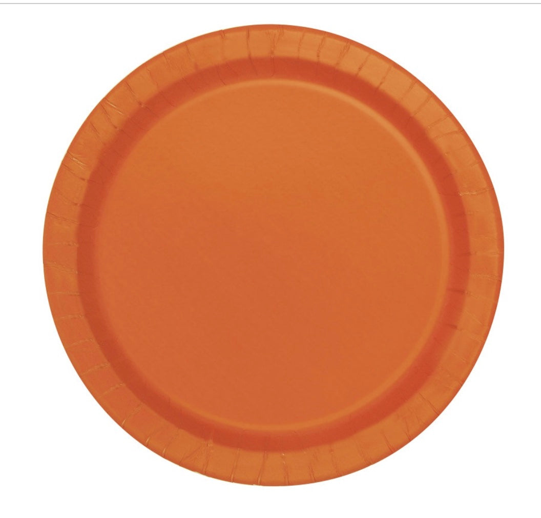 Pumpkin Orange Round 7" Dessert Plates 50ct – Disposable Paper Plates for Fall Parties, Halloween & Thanksgiving
