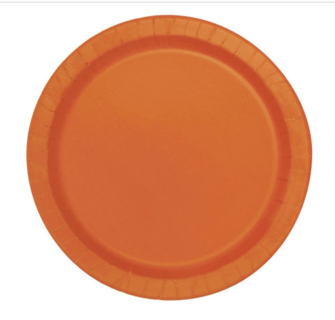 Pumpkin Orange Round 7" Dessert Plates 50ct – Disposable Paper Plates for Fall Parties, Halloween & Thanksgiving