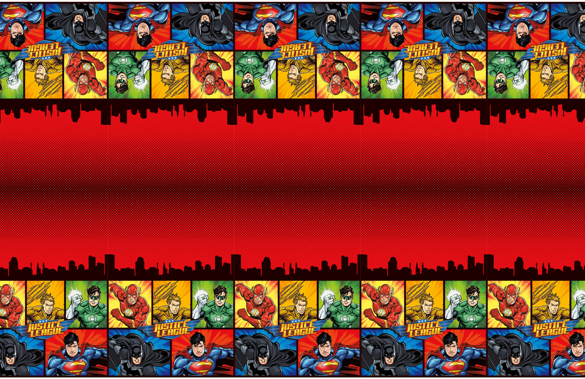 Justice League Rectangular Plastic Table Cover  54 x 84"