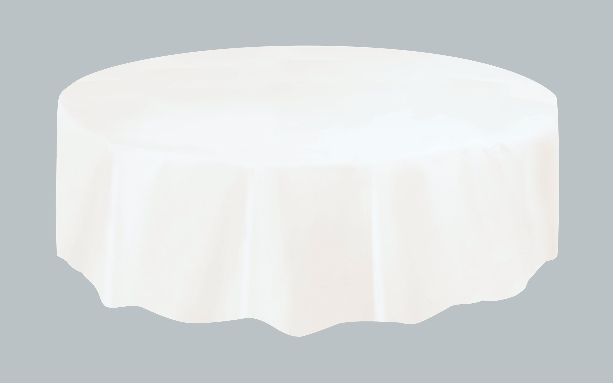 White Round Plastic Table Cover – 84" Disposable Party Tablecloth
