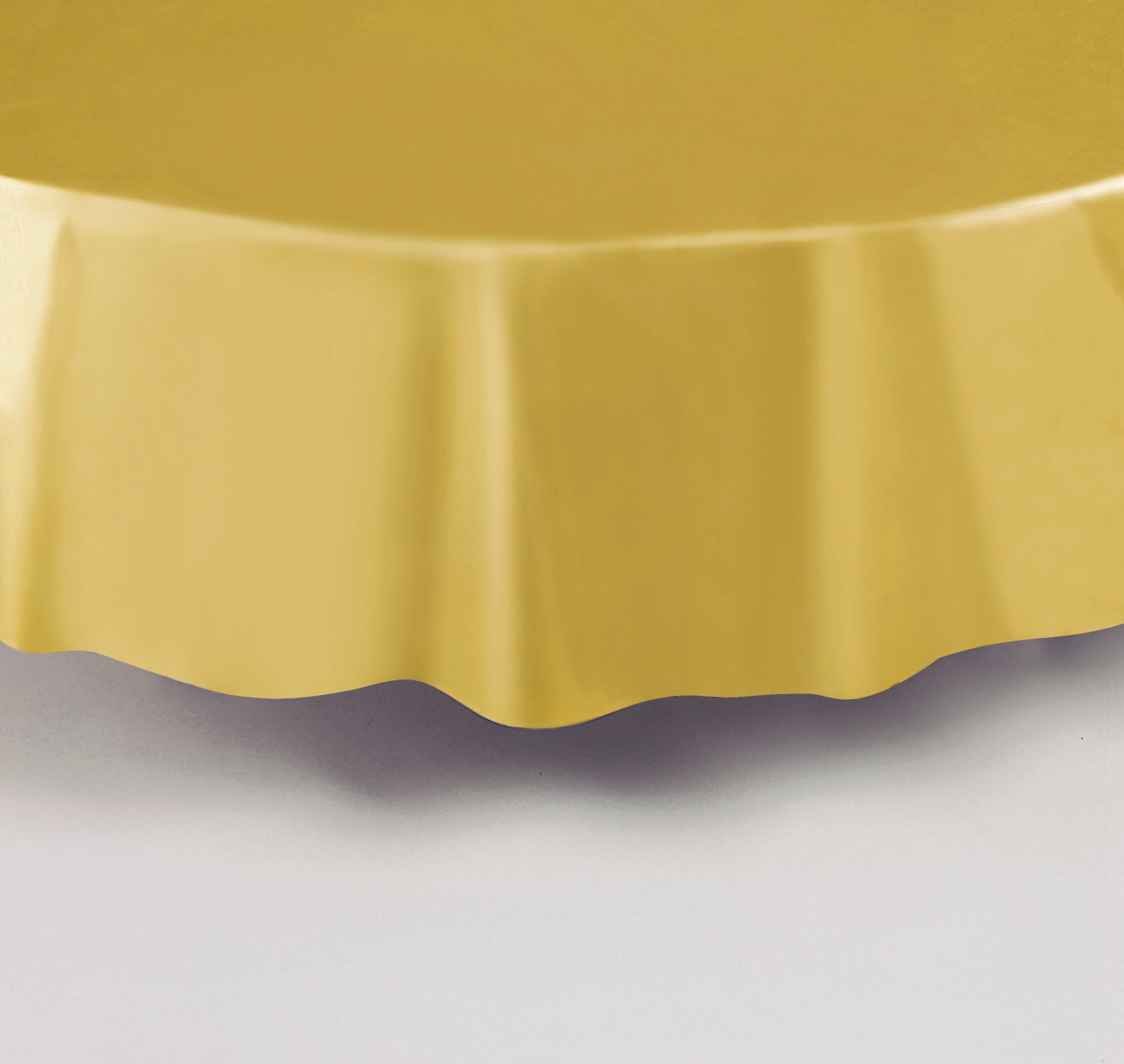 Gold Round Plastic Table Cover 84" – Disposable Tablecloth for Parties, Weddings, Birthdays, Events & Banquets – 1 Pack