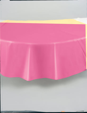Hot Pink Round Plastic Table Cover – 84" | Disposable Solid Color Tablecloth for Parties, Birthdays, Events