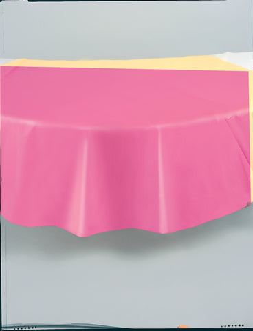 Hot Pink Round Plastic Table Cover – 84" | Disposable Solid Color Tablecloth for Parties, Birthdays, Events