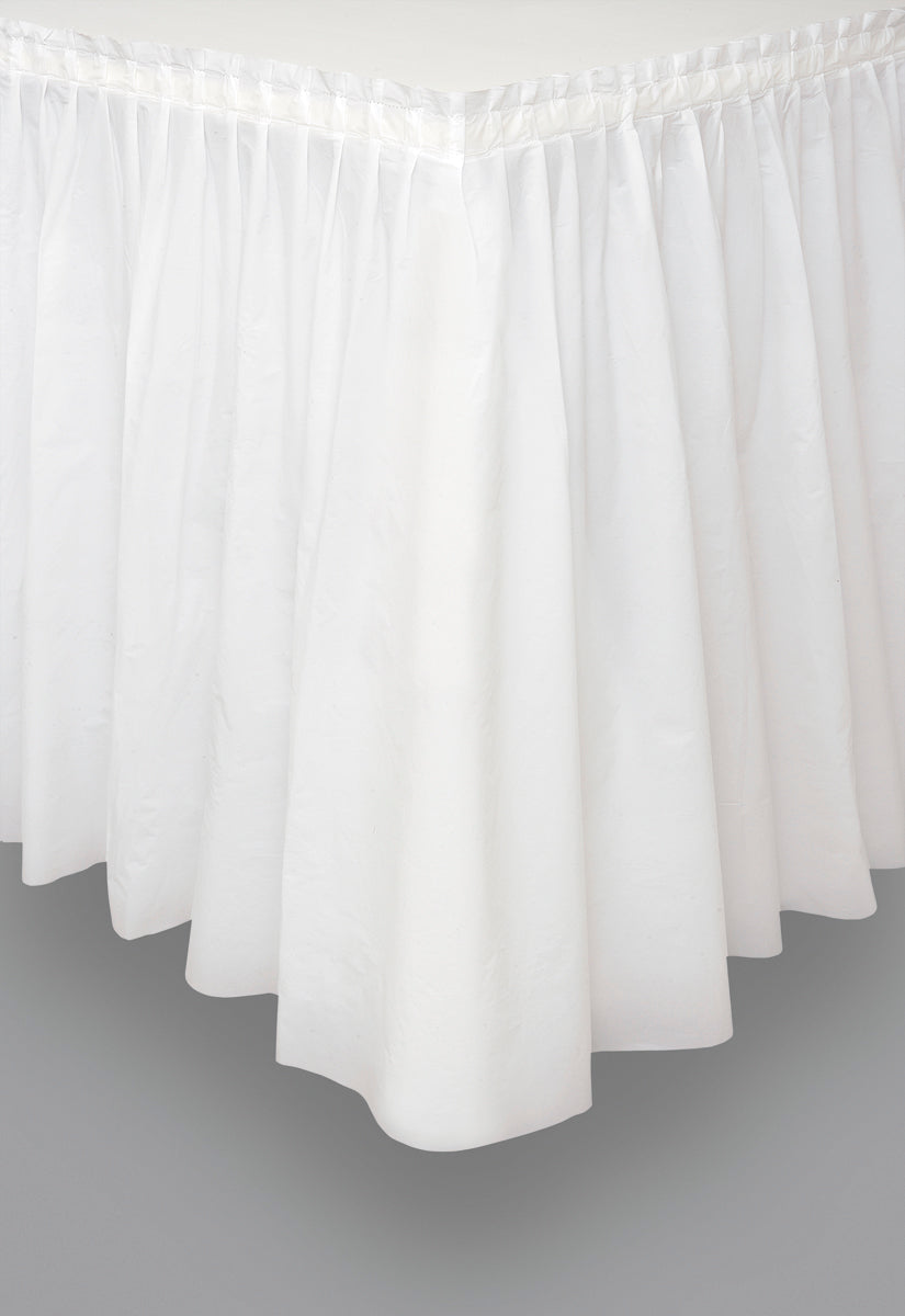 White Plastic Table Skirt 29in x 14ft, 1 per package