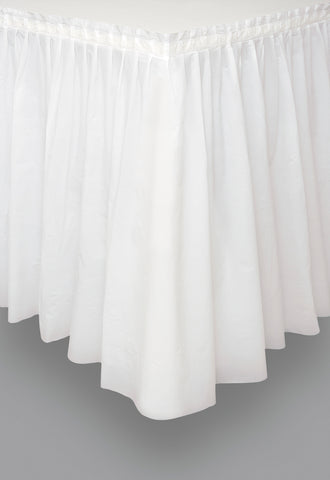 White Plastic Table Skirt 29in x 14ft, 1 per package