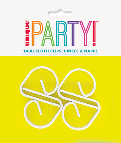 White Plastic Table Cover Clips  4ct