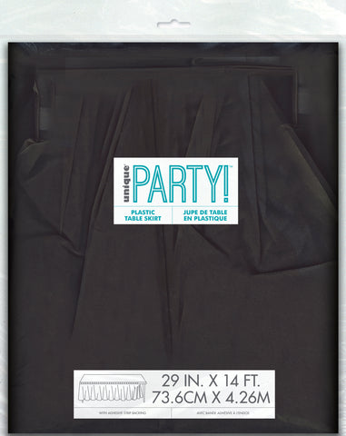 Black Plastic Table Skirt 29in x 14ft, 1 per package