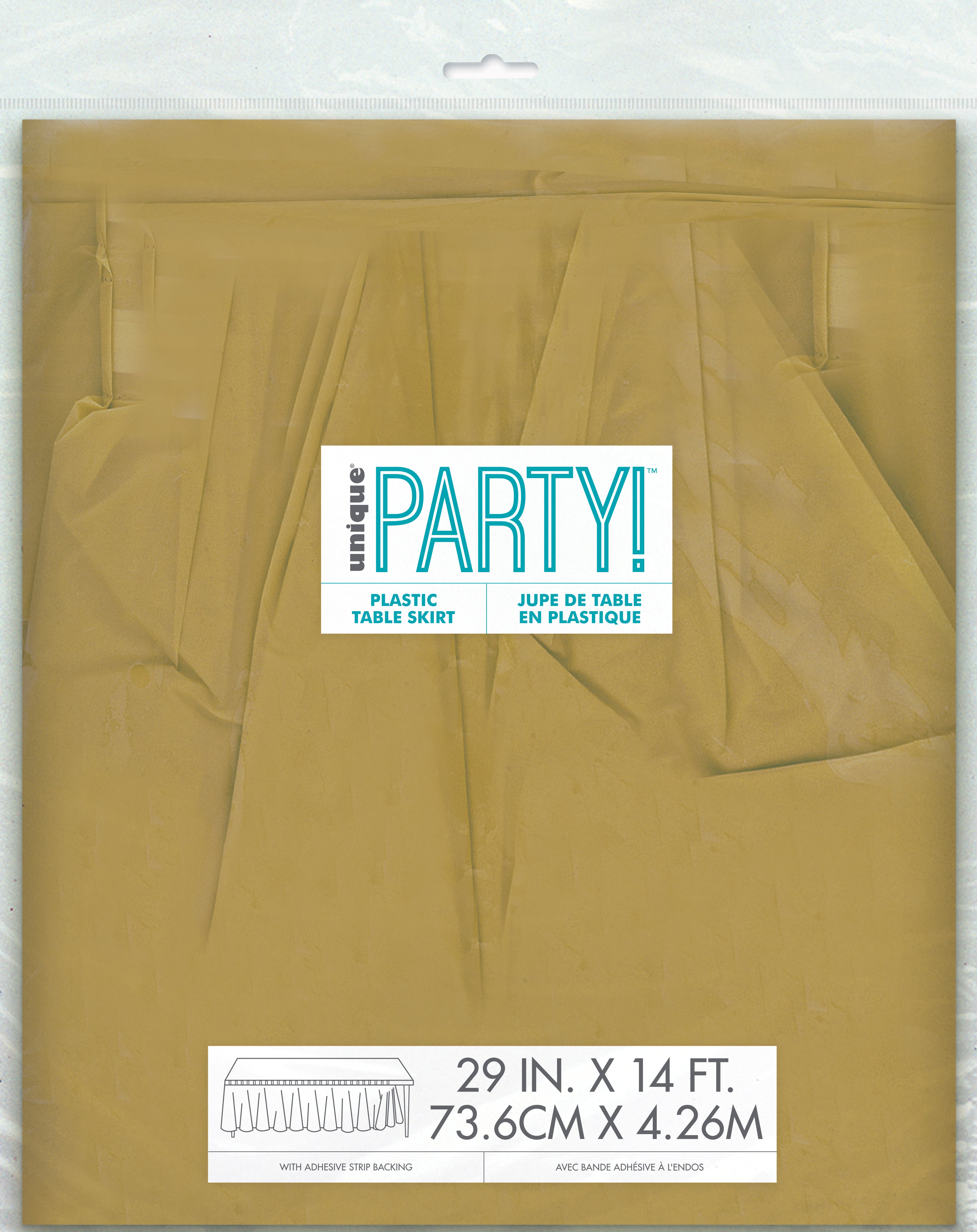 Gold Plastic Table Skirt 29in x 14ft, 1 per package