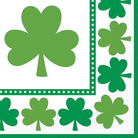 St. Patrick's Day Lucky Shamrocks Paper Beverage Size napkin 16 per pack