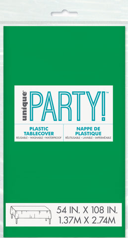 Emerald Green Rectangular Plastic Table Cover – 54" x 108" | Disposable Party Tablecloth for Events, Weddings, Birthdays