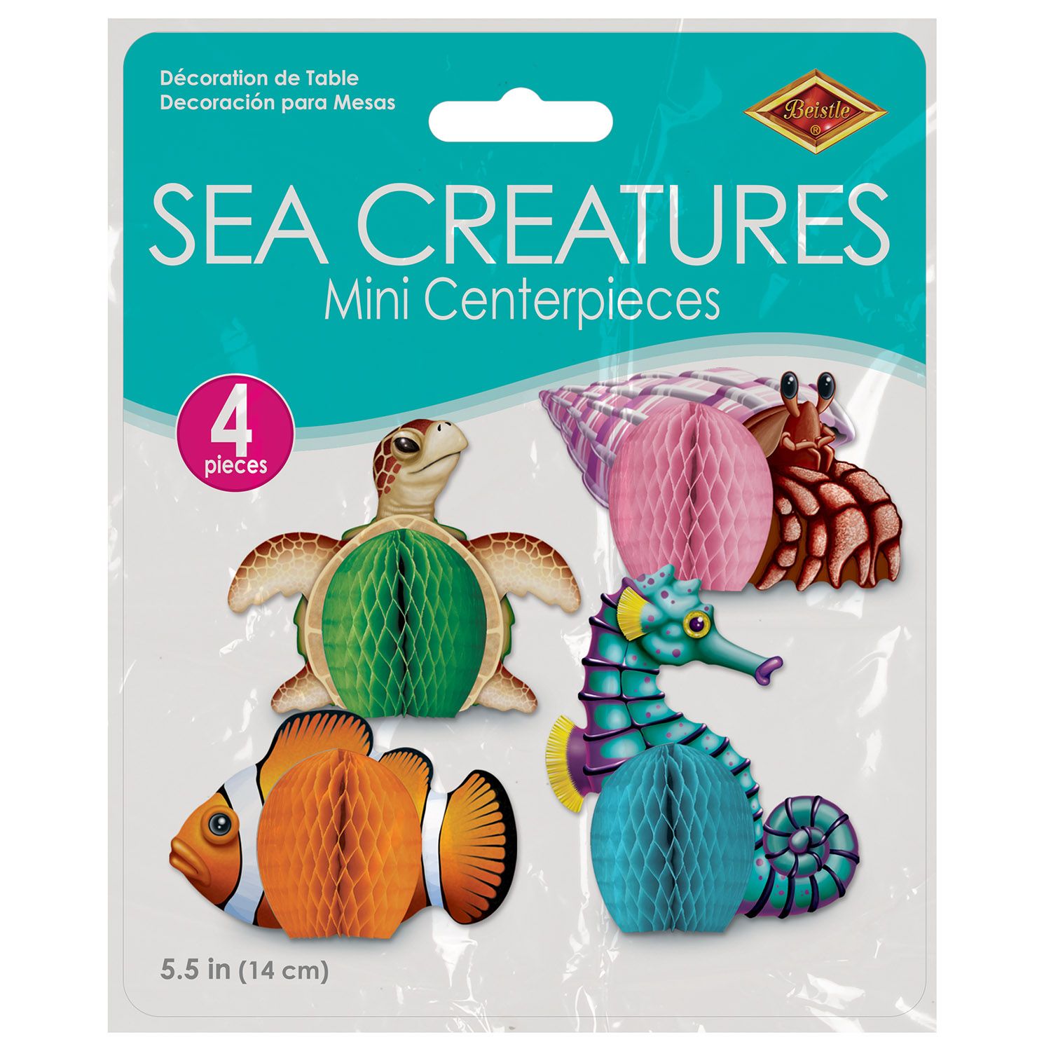 Sea creatures centerpiece packaging showing 4 piece set Party Fair Manahawkin NJ party supplies