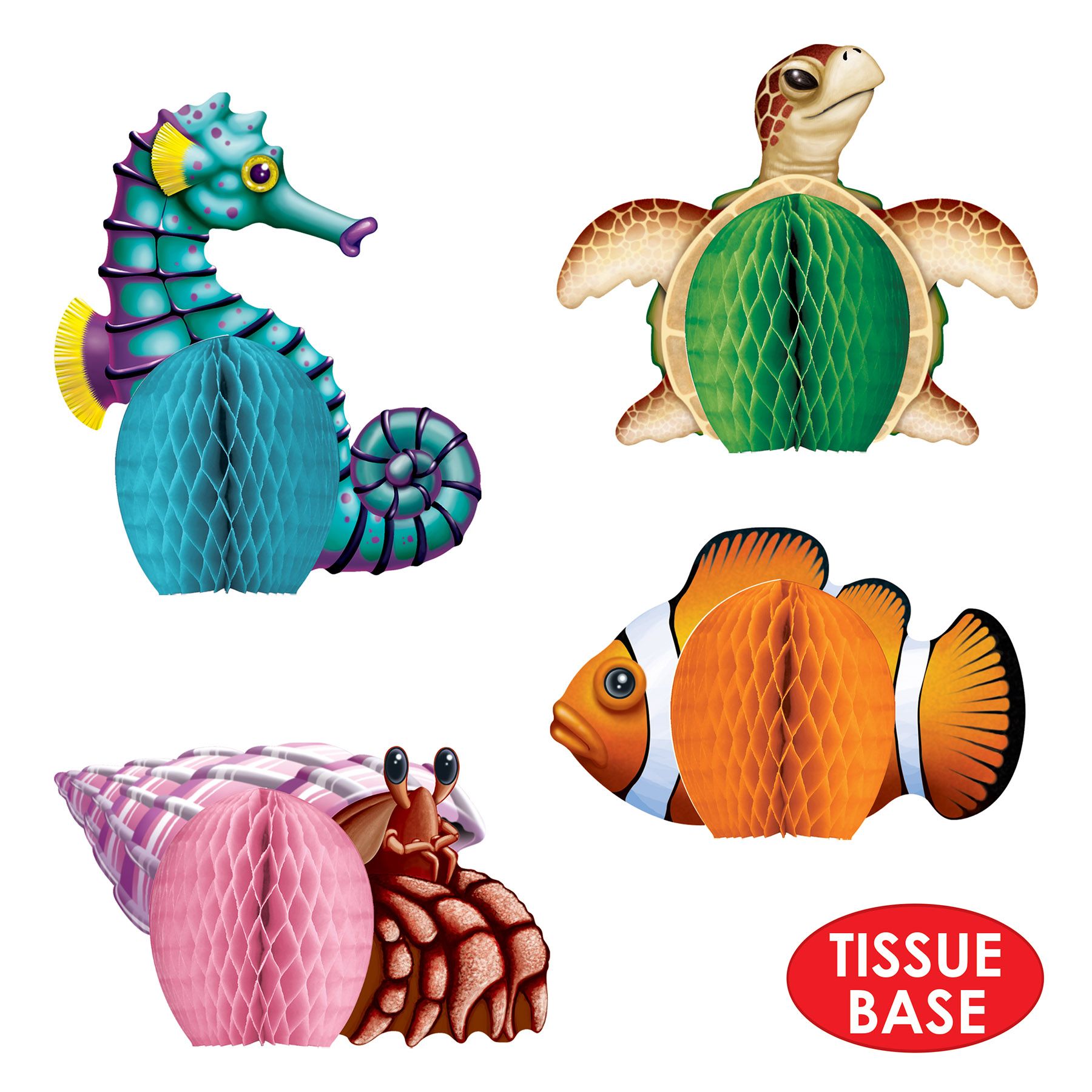 Sea creatures mini centerpieces 4 pack 5.5 inch table decorations