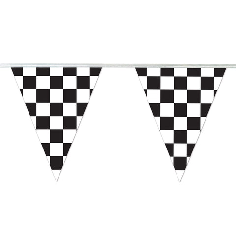 Checkered Pennant Banner 11" x 12'