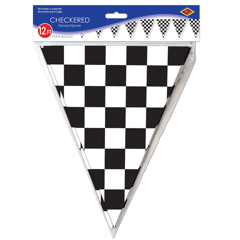 Checkered Pennant Banner 11" x 12'