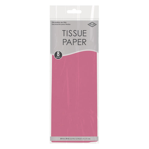 Pack of 8 hot pink tissue paper sheets in retail packaging