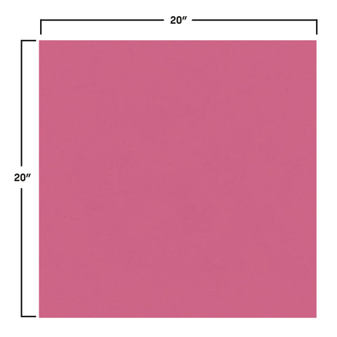 Tissue paper sheet size comparison showing 20 by 20 inch dimensions