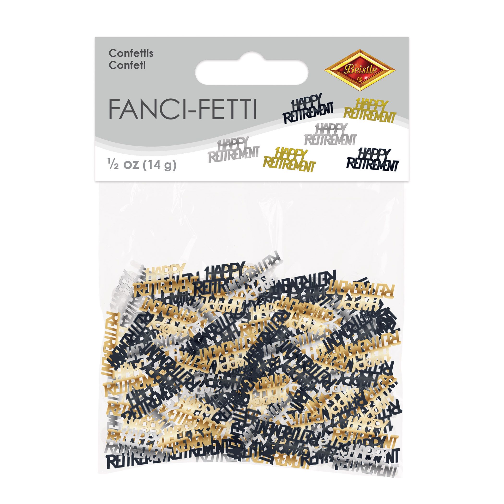 Happy Retirement Fanci-Fetti – 1/2 oz Black, Gold & Silver Confetti for Retirement Party Decor