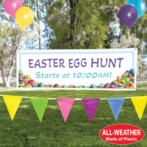 Easter and spring party setup with pastel party Penant banner decoration 