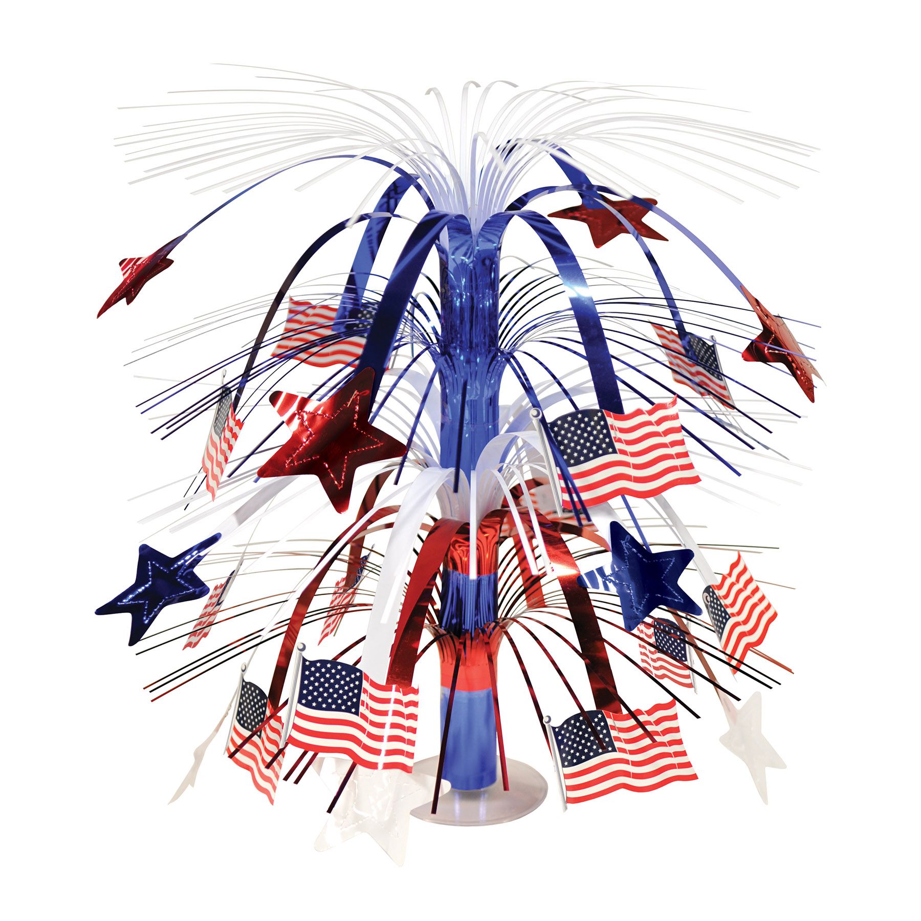 Patriotic cascade table decoration for America 250 celebration and Memorial Day events.