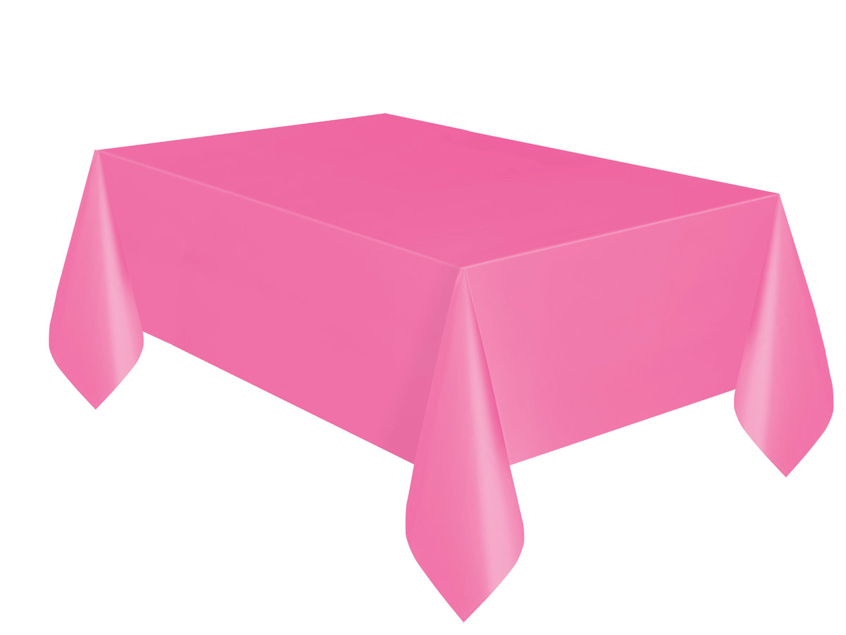 Hot Pink Plastic Table Cover – 54" x 108" Rectangular Party Tablecloth