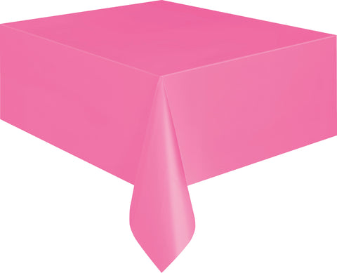 Hot Pink Plastic Table Cover – 54" x 108" Rectangular Party Tablecloth