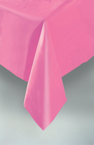Hot Pink Plastic Table Cover – 54" x 108" Rectangular Party Tablecloth