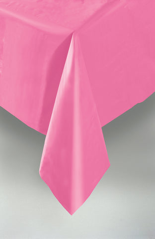Hot Pink Plastic Table Cover – 54" x 108" Rectangular Party Tablecloth