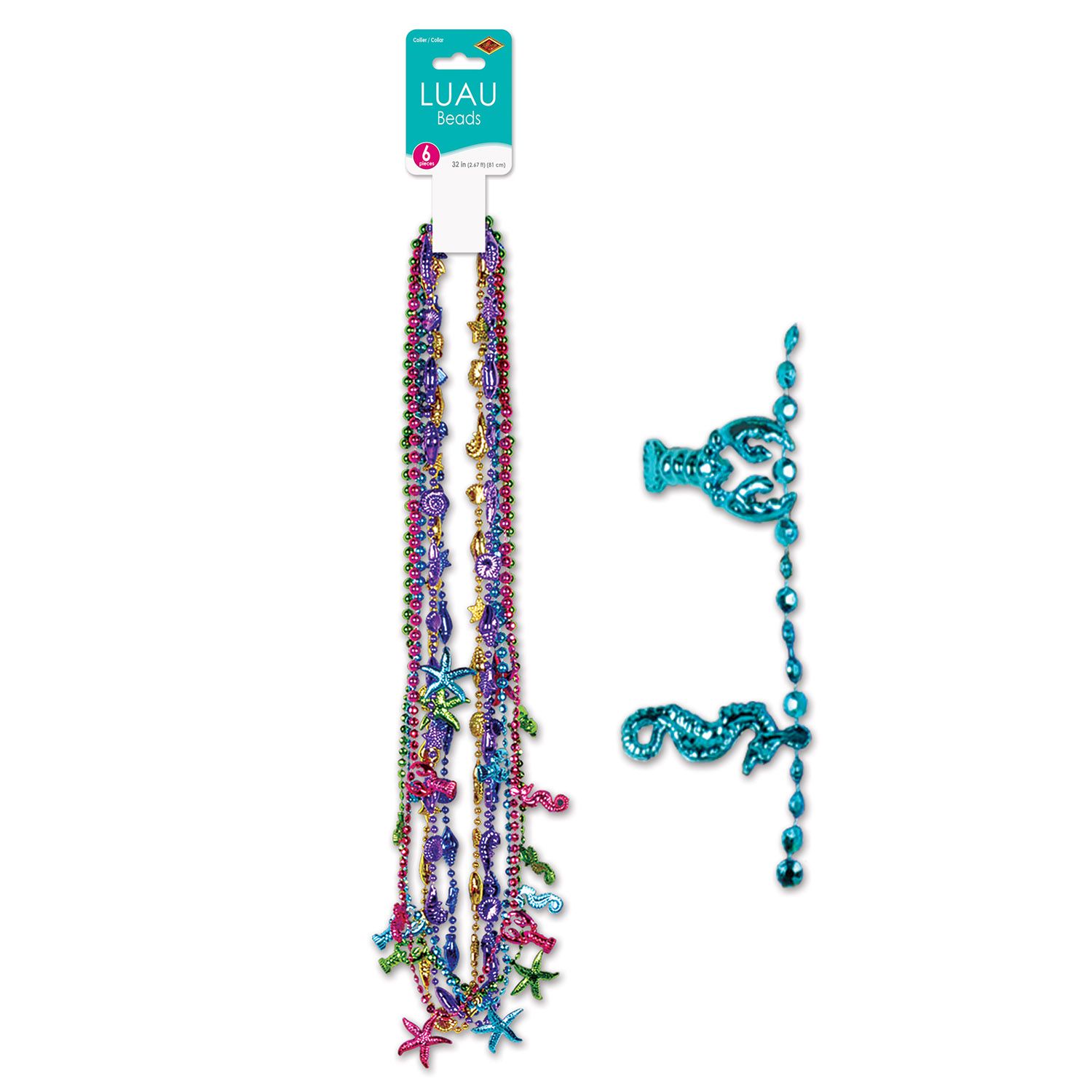 Luau ocean life bead necklaces 6 pack 32 inch colorful party accessories Party Fair Manahawkin NJ tropical decor
