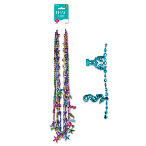 Luau ocean life bead necklaces 6 pack 32 inch colorful party accessories Party Fair Manahawkin NJ tropical decor