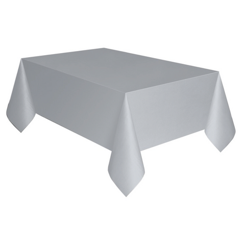 Image 1 – General Product View
Silver disposable plastic tablecover 54 x 108 party table cover for birthdays weddings and religious events in Manahawkin NJ