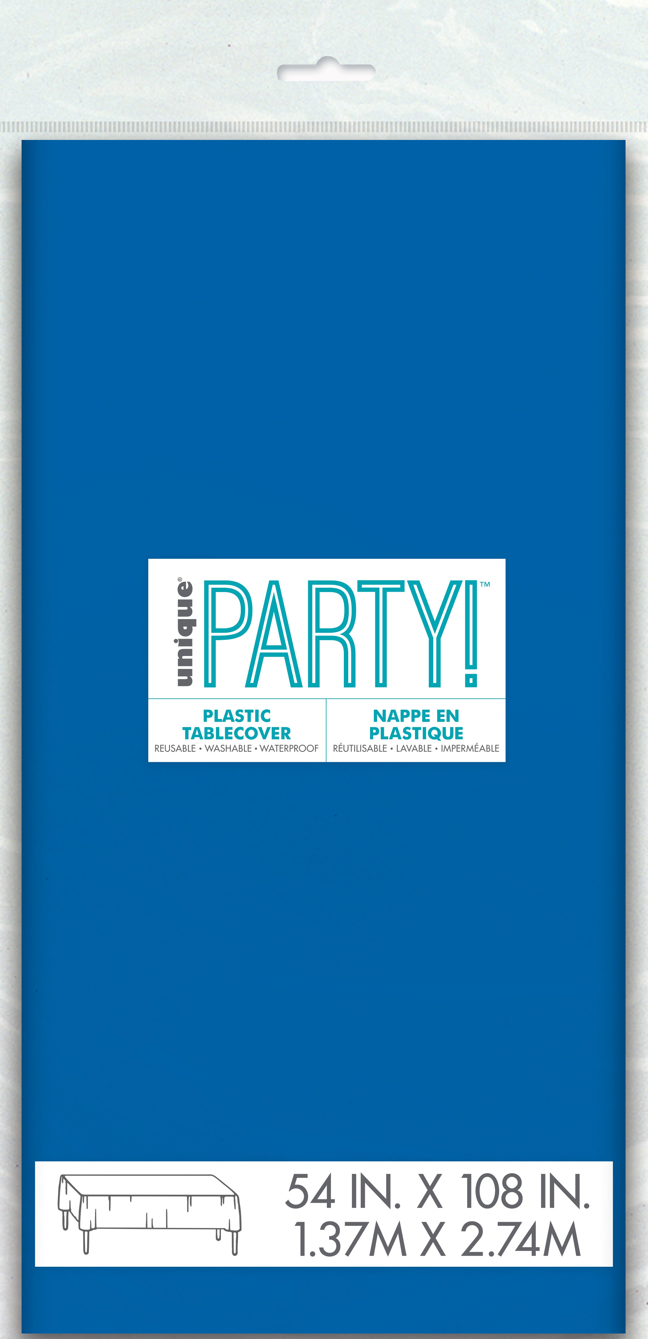 Royal Blue Plastic Table Cover 54"x 108",  1 Per Package