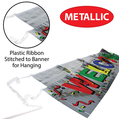 Metallic Welcome Home Fringe Banner 8” x 5’.