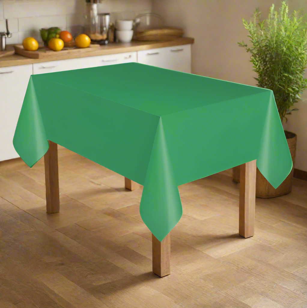 Green 54" x 108" Plastic Table Cover 1 Per Package