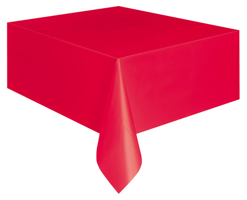 Red 54" x 108" Plastic Table Cover